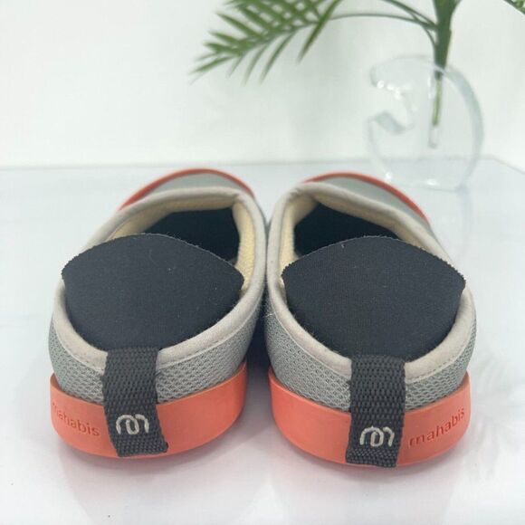 Mahabis Summer Gray Mesh Slippers 7.5 Grey Orange Flats Detachable Sole Rubber - Picture 5 of 11